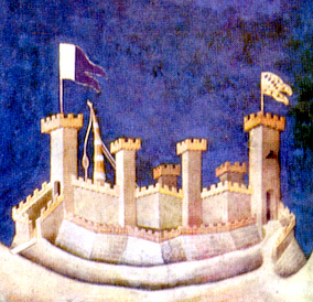 The ancient castle. Engraving of the 14 century 